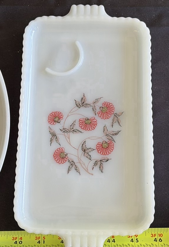 Assorted Vintage Floral Milk Glass Serving Trays and Tea Set Pieces - image 9 of 9