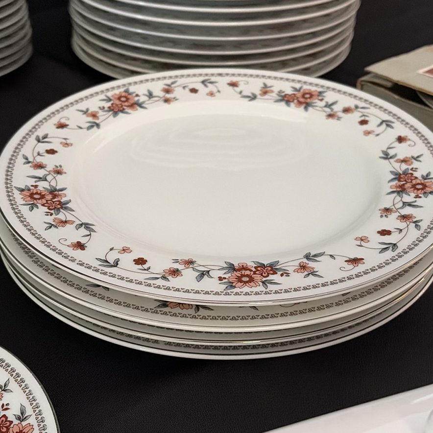 Floral Pattern Dinnerware Set with Plates, Cups, Saucers, Bowls, Platter, and Butter Dish - image 9 of 17