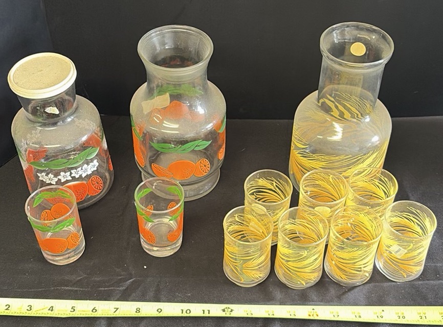 Vintage Glass Beverage Carafes and Drinking Glasses - image 1 of 5