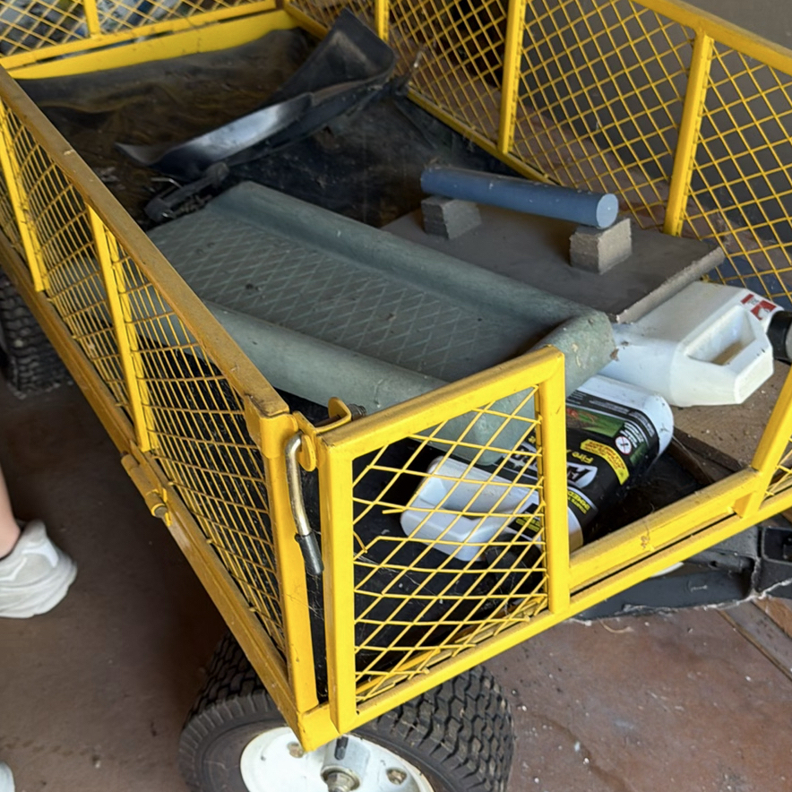 Yellow Utility Garden Cart with Assorted Yard and Workshop Items - image 2 of 5