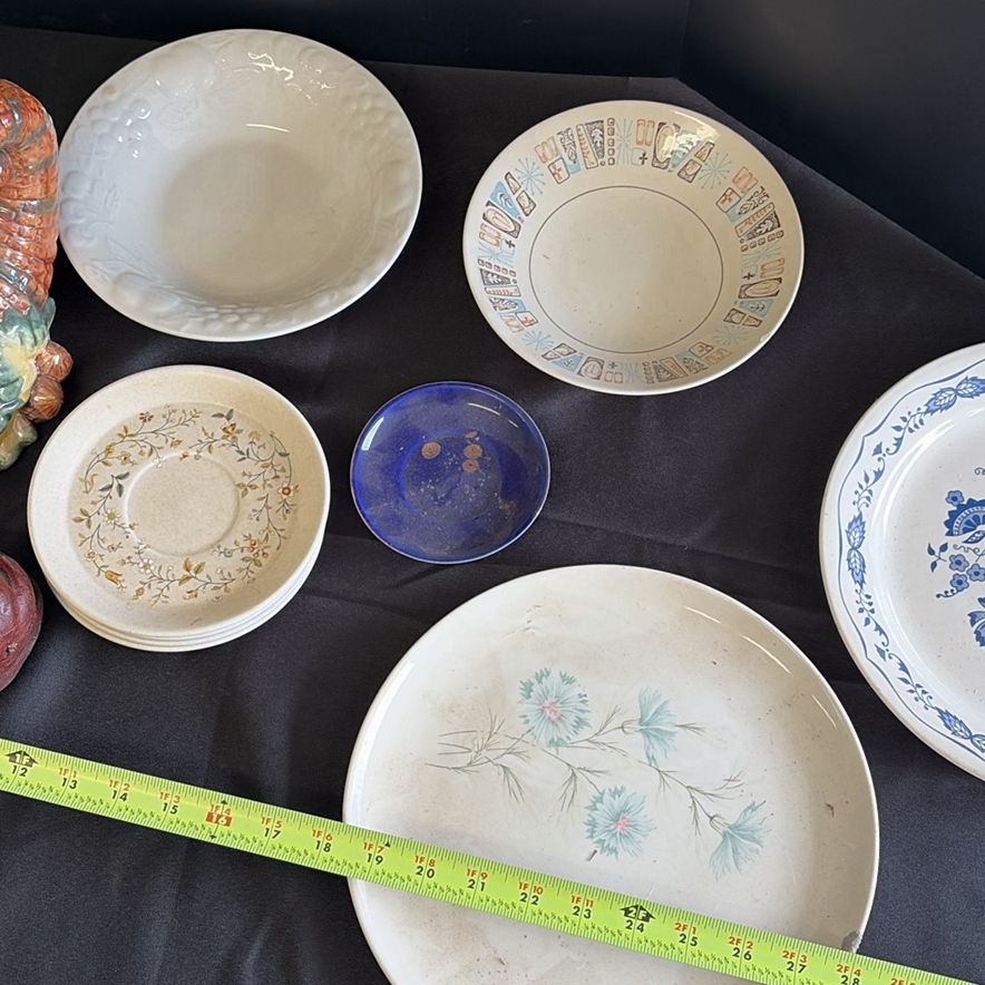 Assorted Decorative Ceramic Plates, Bowls, and Cornucopia Decor - image 6 of 7