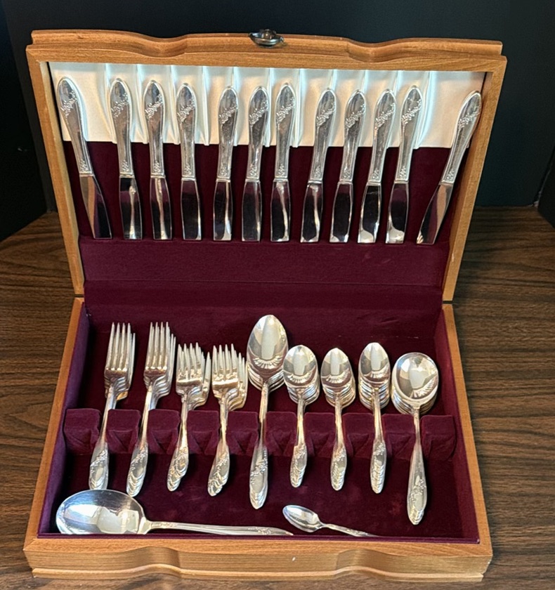 Silverplated Flatware Set with Wooden Storage Case - image 1 of 9