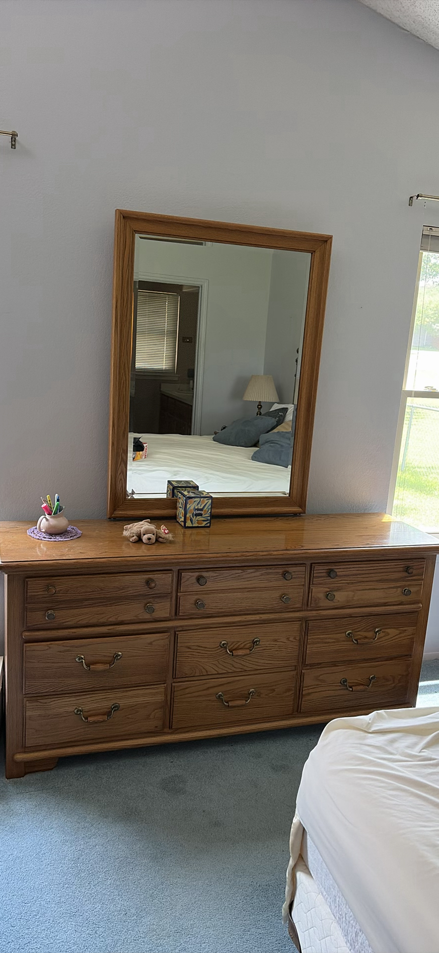 Bedroom set, 2 nightstands, 1 wardrobe, 1 dresser, 1 triple dresser with mirror - image 20 of 29