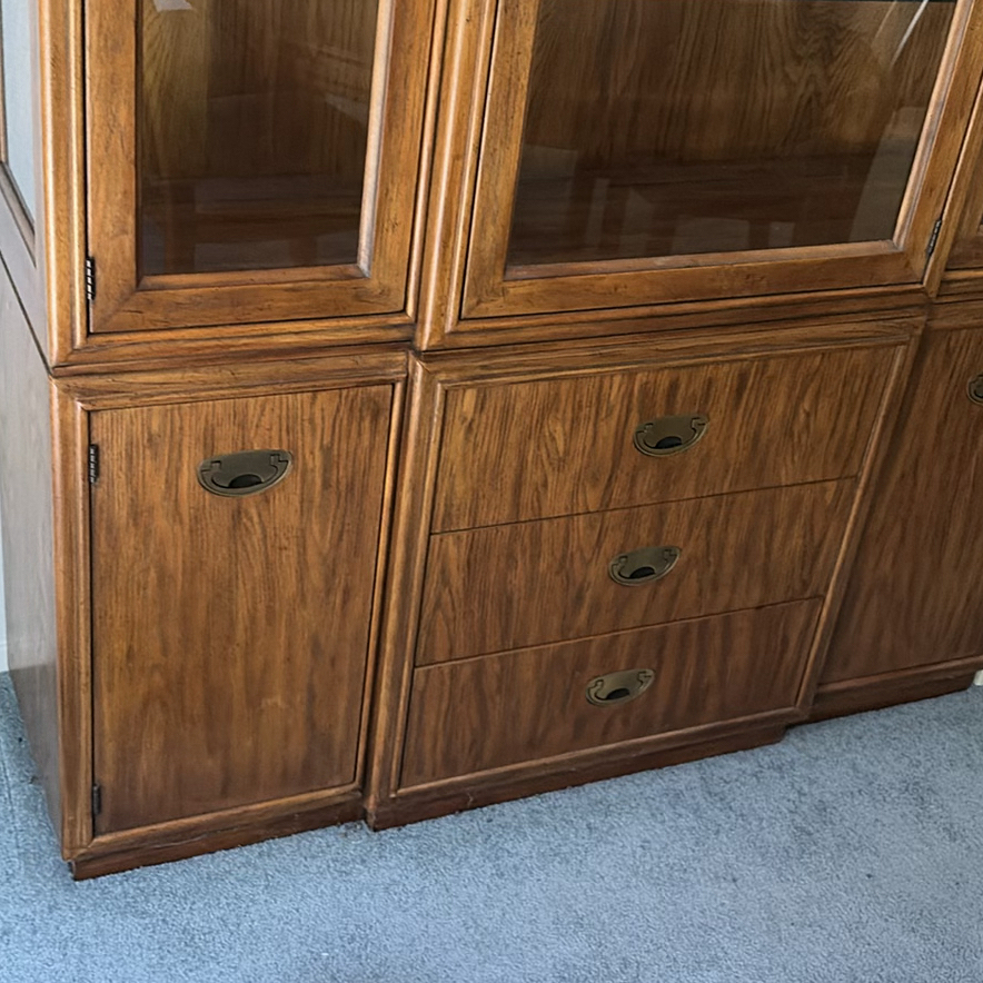 Wood Display Cabinet with Glass Shelves and Storage Drawers - image 2 of 10