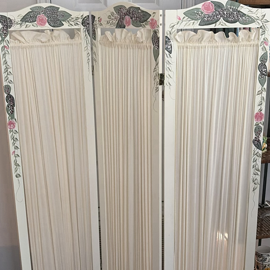 Decorative Folding Screen and Two-Drawer Filing Cabinet - image 2 of 7