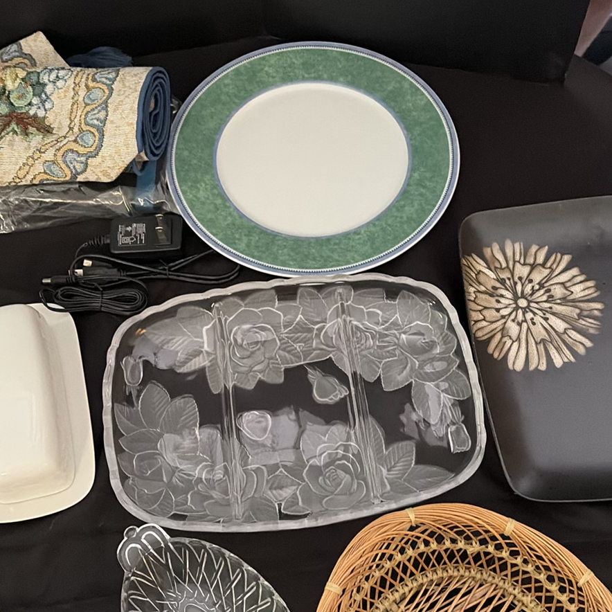 Assorted Serving Platters, Glass Bowls, and Decorative Trays - image 8 of 13