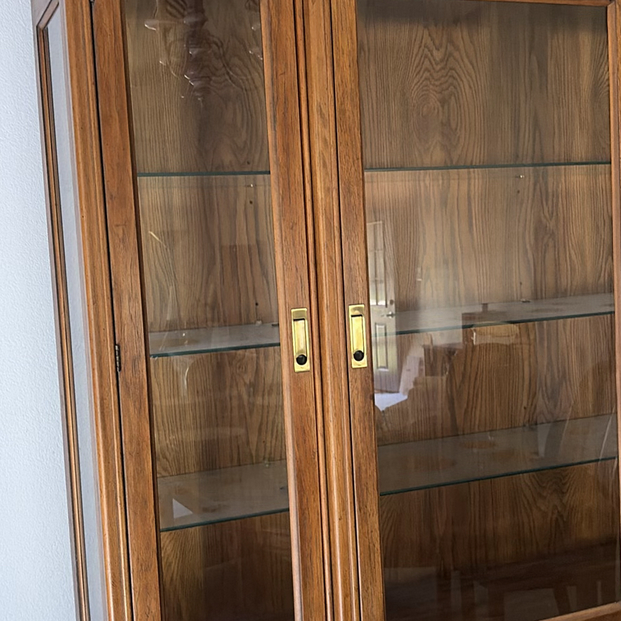 Wood Display Cabinet with Glass Shelves and Storage Drawers - image 5 of 10