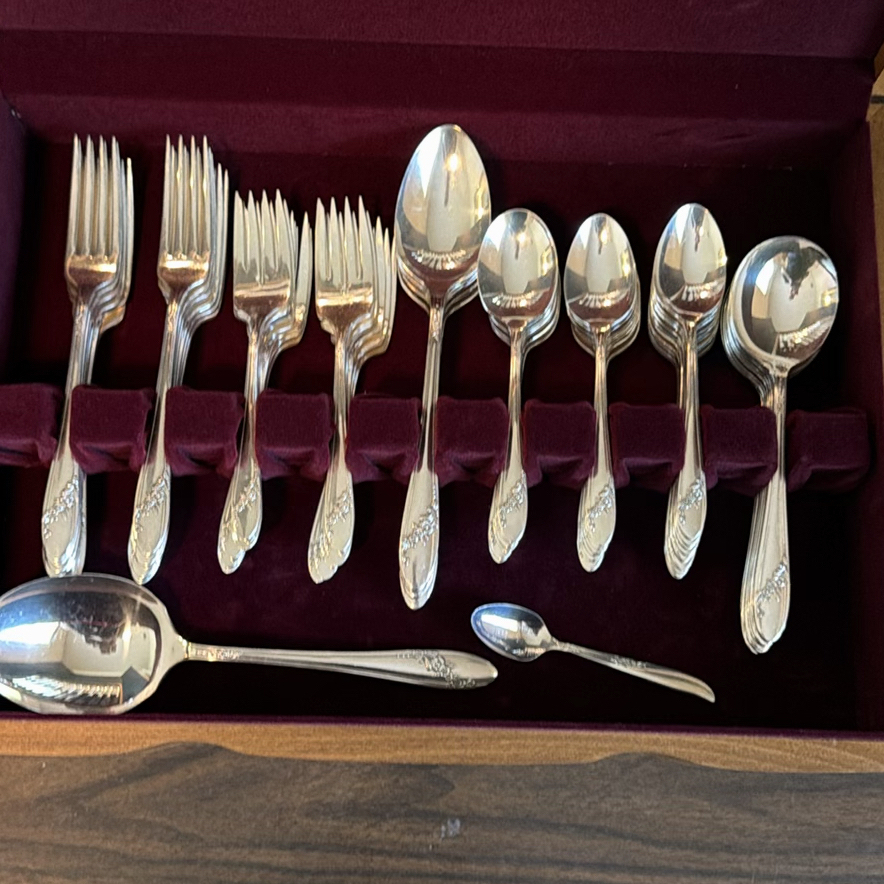 Silverplated Flatware Set with Wooden Storage Case - image 2 of 9