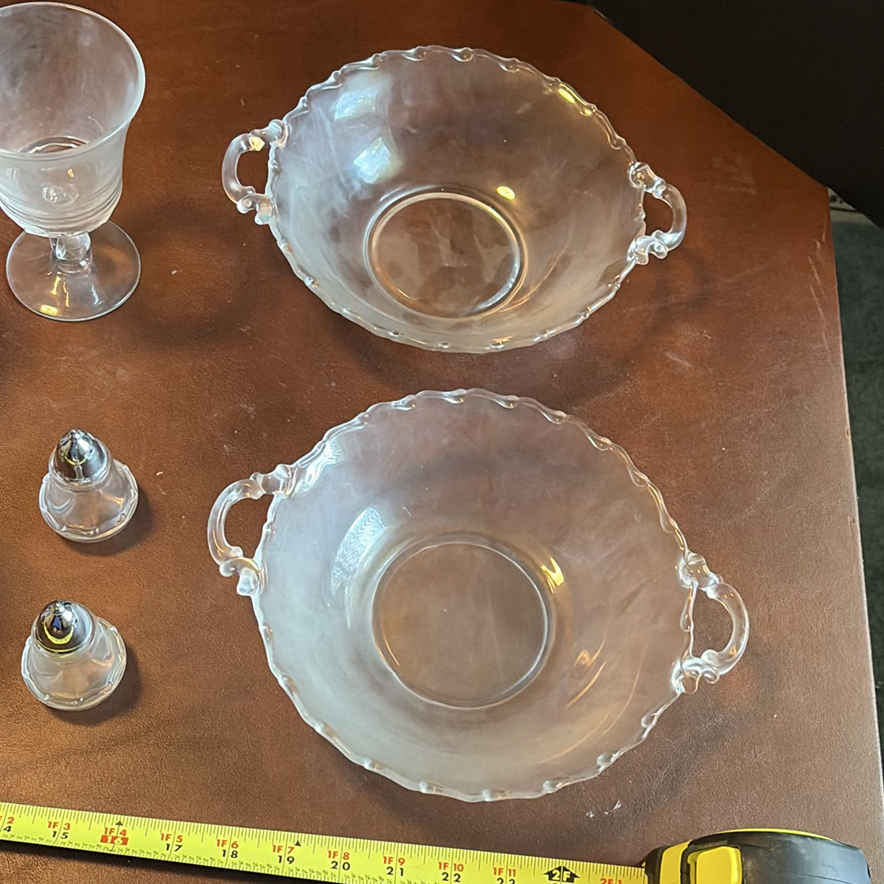Frosted Glass Stemware, Bowls, Tray, and Shakers - image 6 of 6
