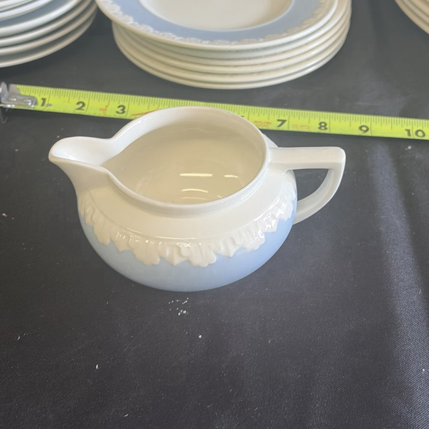 Blue and White Dinnerware Set with Plates, Cups, Teapot, and Creamer - image 12 of 12