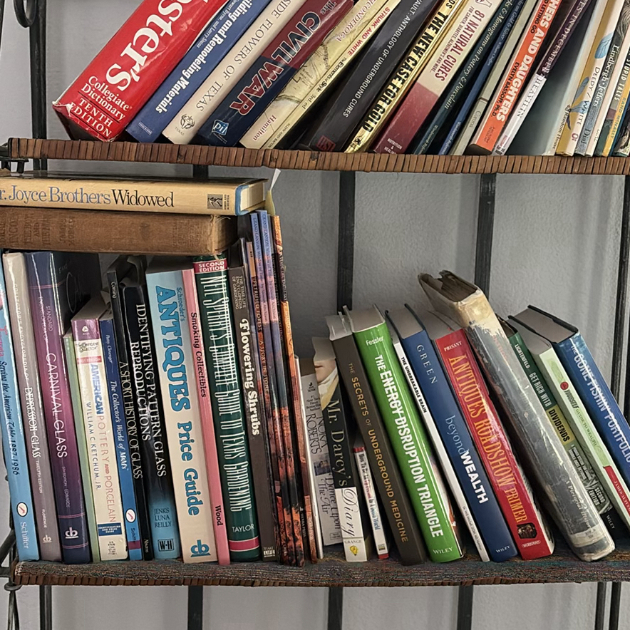 Metal and Wicker Shelving Unit with Books and Decorative Items - image 3 of 19