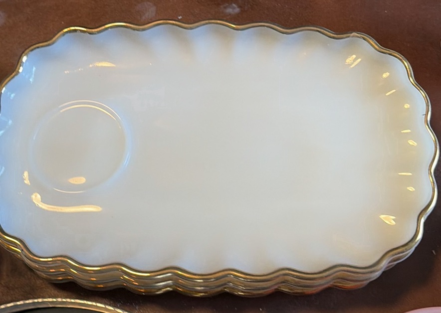 Assorted Vintage Glassware, Serving Trays, Bowls, Cups, and Metal Serving Dish - image 4 of 8