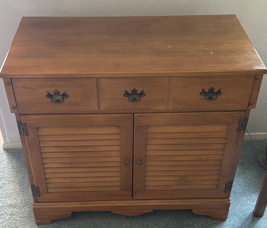 Wooden Cabinet with Drawers and Louvered Doors - image 1 of 7