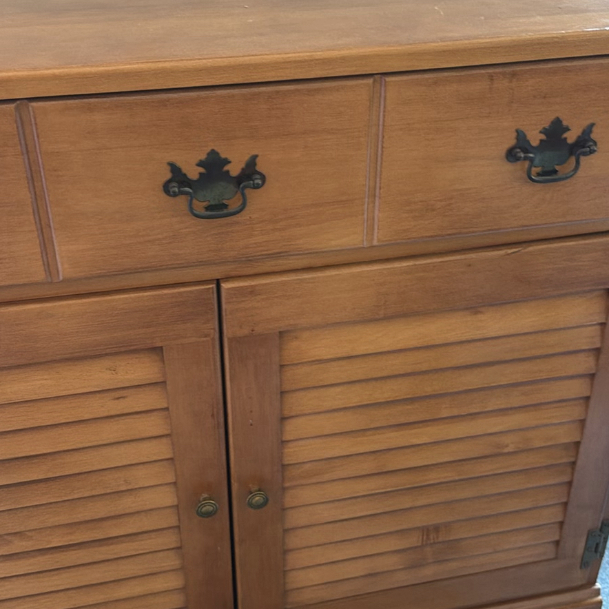 Wooden Cabinet with Drawers and Louvered Doors - image 5 of 7