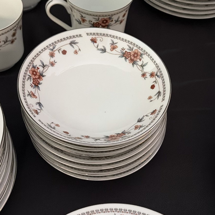 Floral Pattern Dinnerware Set with Plates, Cups, Saucers, Bowls, Platter, and Butter Dish - image 6 of 17