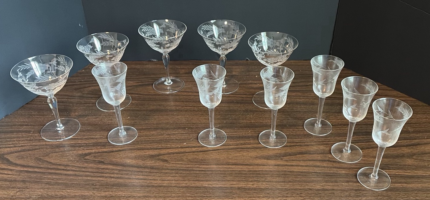 Etched Stemware Glass Set - image 1 of 4