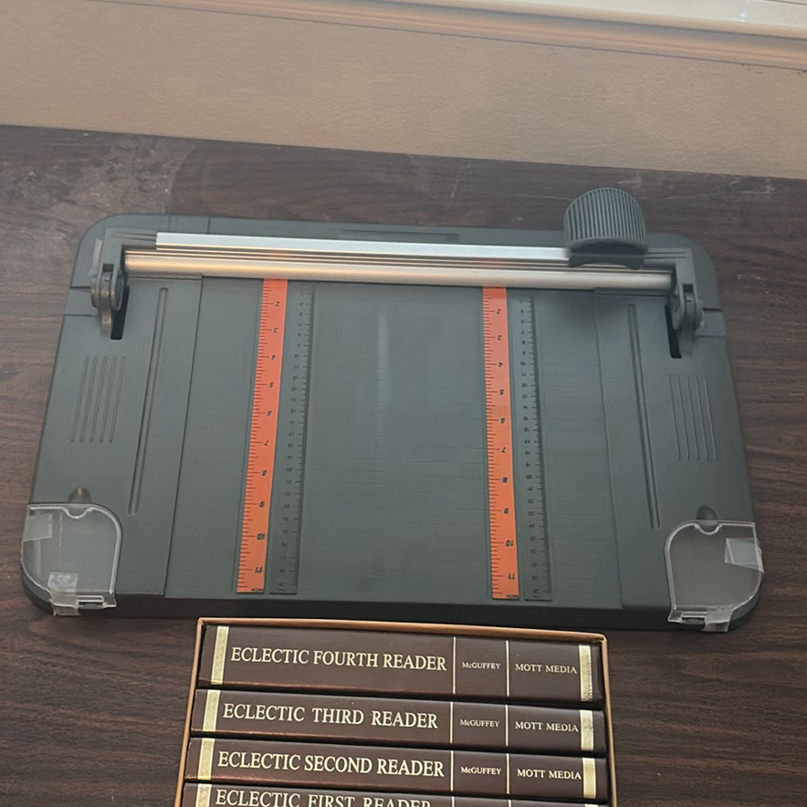 Fiskars Paper Trimmer, Table, McGuffey Reader Book Set, Rand McNally TripMaker 1997, and Cutting Strip - image 3 of 6