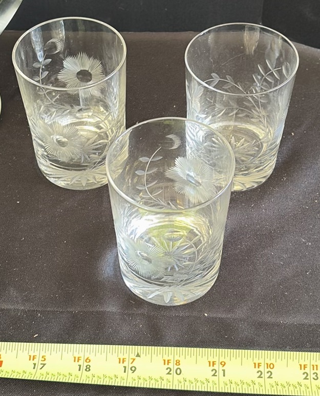 Etched Glass Pitcher and Six Tumblers - image 2 of 4