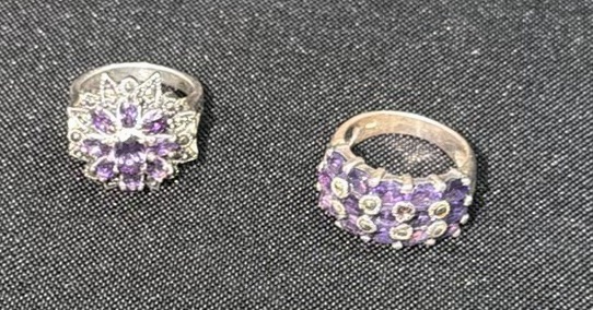 Two Sterling Silver Purple Stone Rings - image 1 of 5
