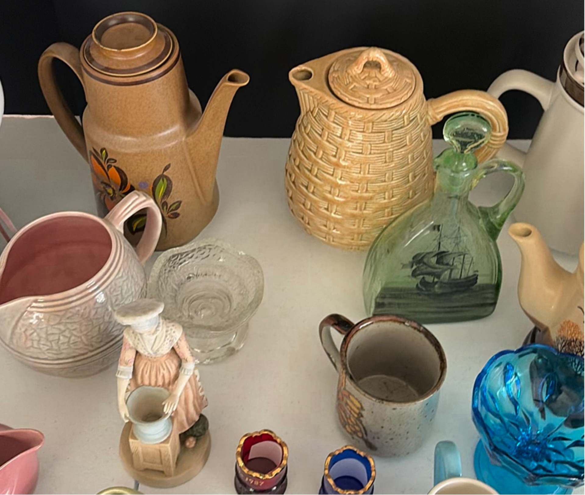 Assorted Ceramic and Glass Decorative Pitchers, Teapots, and Figurines - image 6 of 9