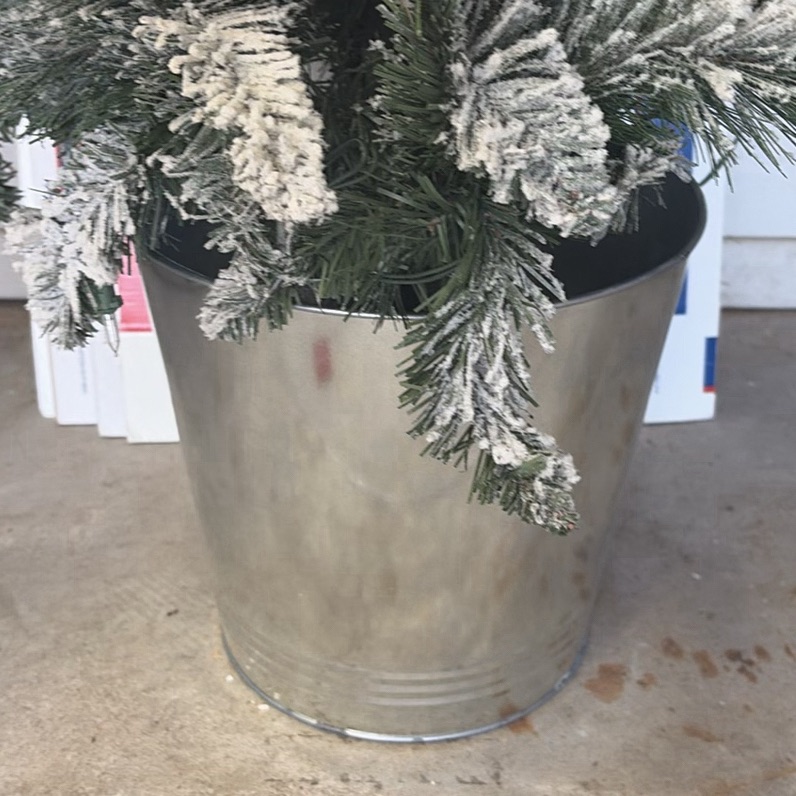 Flocked Artificial Christmas Tree in Metal Bucket - image 3 of 4