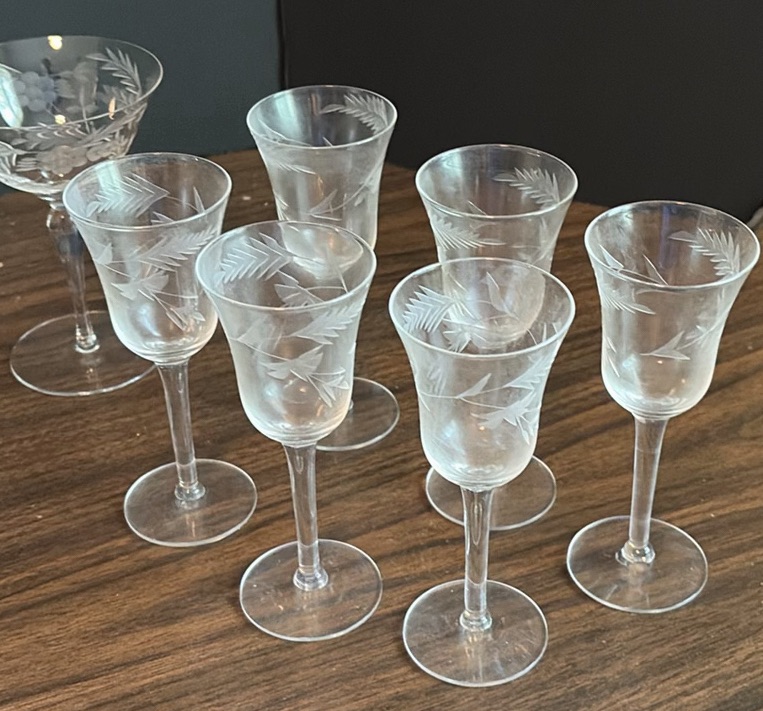 Etched Stemware Glass Set - image 2 of 4