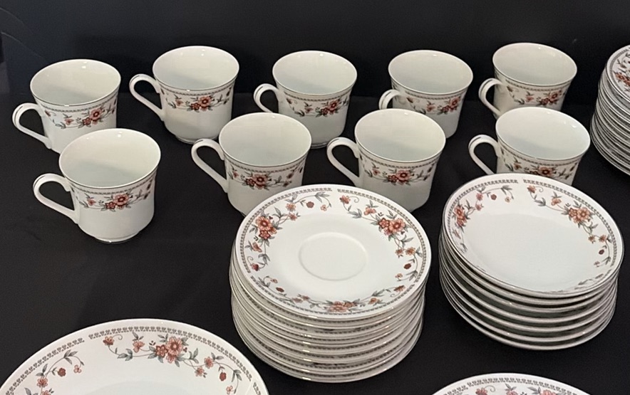 Floral Pattern Dinnerware Set with Plates, Cups, Saucers, Bowls, Platter, and Butter Dish - image 11 of 17