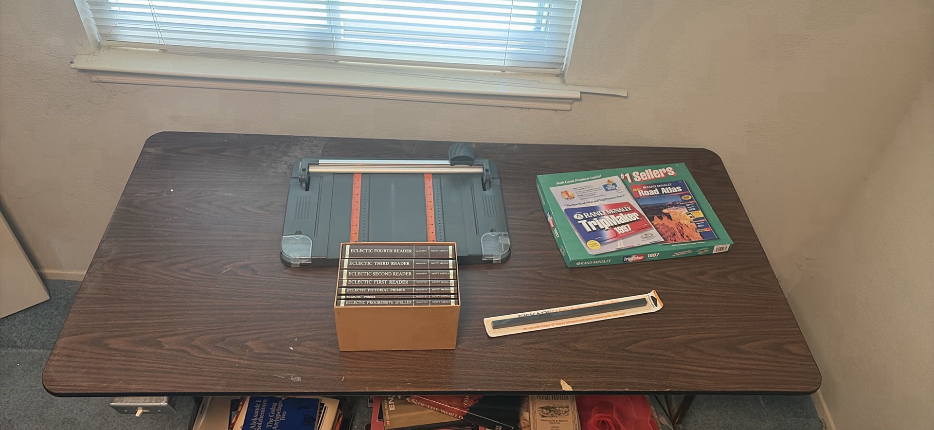 Fiskars Paper Trimmer, Table, McGuffey Reader Book Set, Rand McNally TripMaker 1997, and Cutting Strip - image 6 of 6