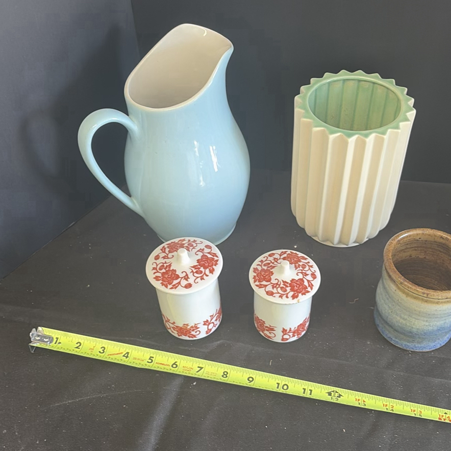 Assorted Ceramic Pitchers, Vases, Mug, Covered Containers, and Decorative Plate - image 2 of 6