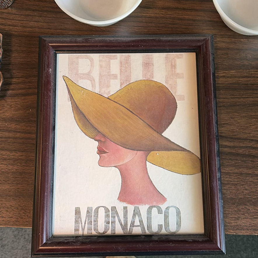 White Mixing Bowls, Framed Monaco Print, Hat, and Decorative Metal Pieces - image 2 of 7