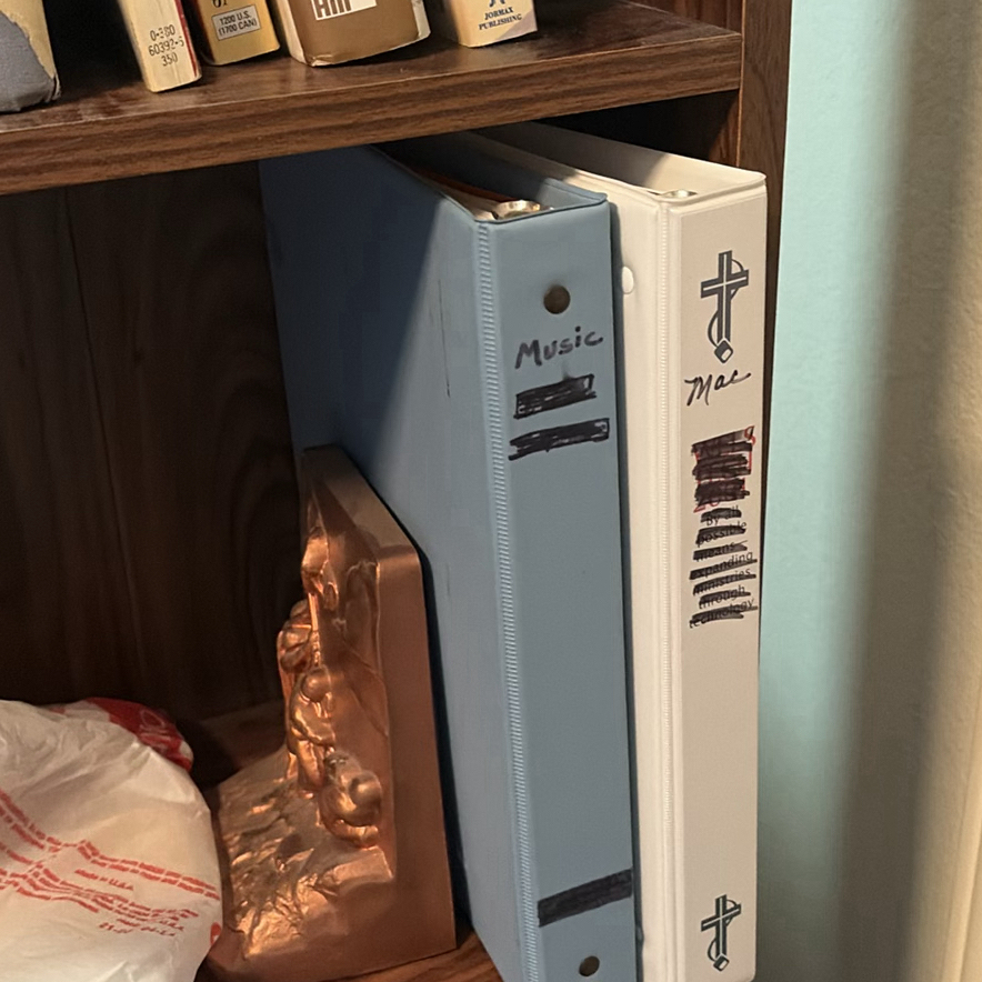 Wooden Bookshelf with Books, Binders, and Decorative Items - image 5 of 12