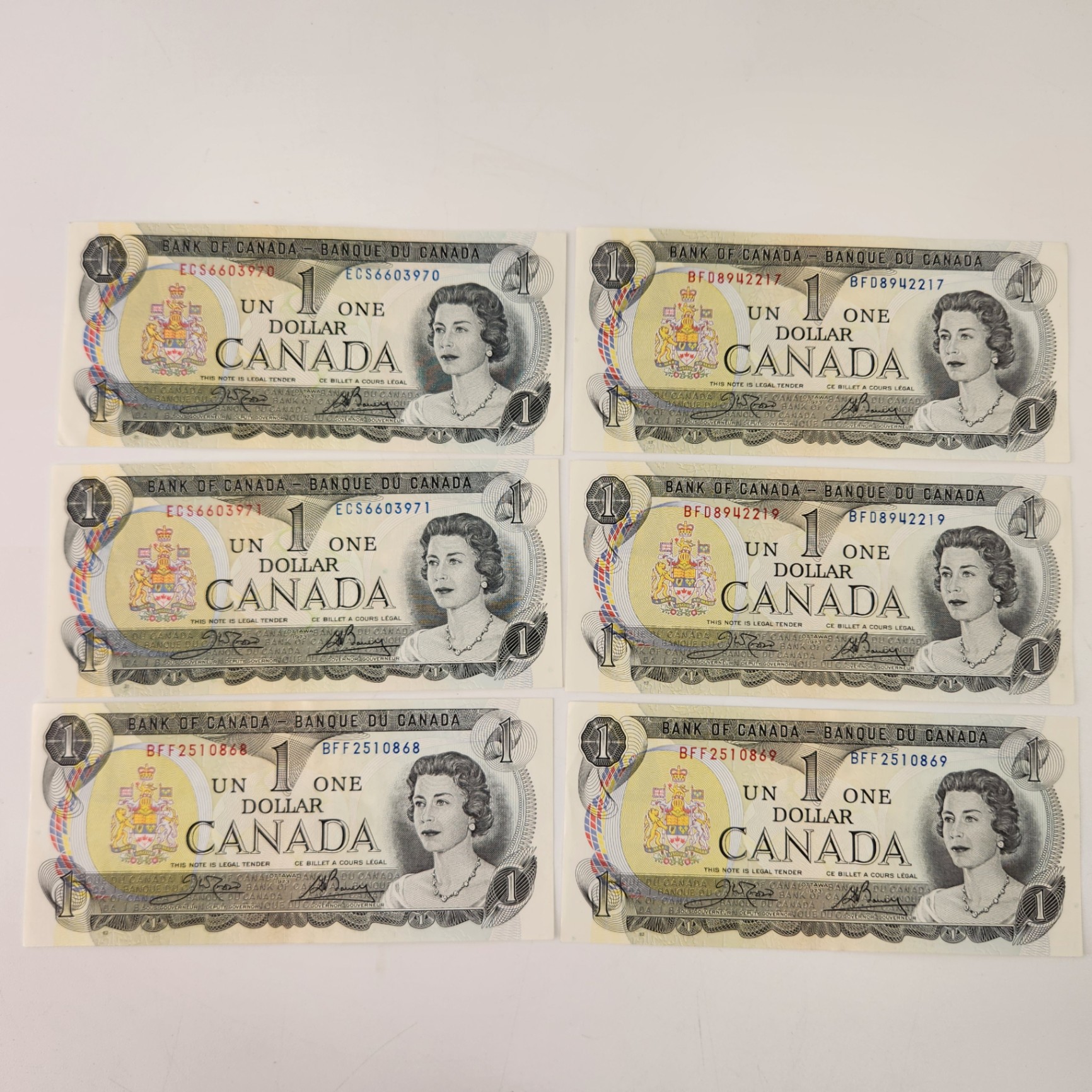 1973 Canadian $1 Notes Sequencial Pairs - image 1 of 7