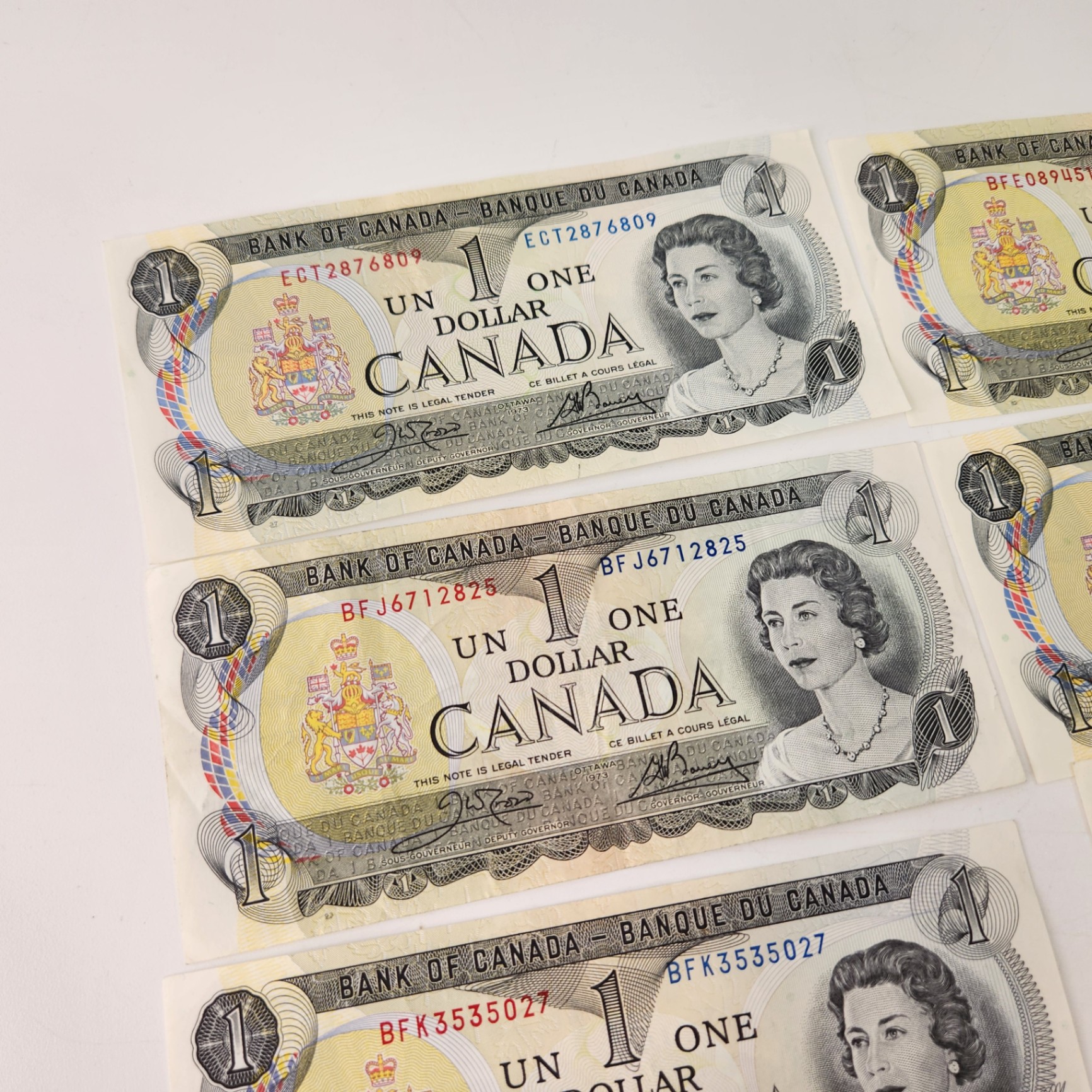 1973 Canadian $1 Bills Bank Notes Used - image 3 of 7