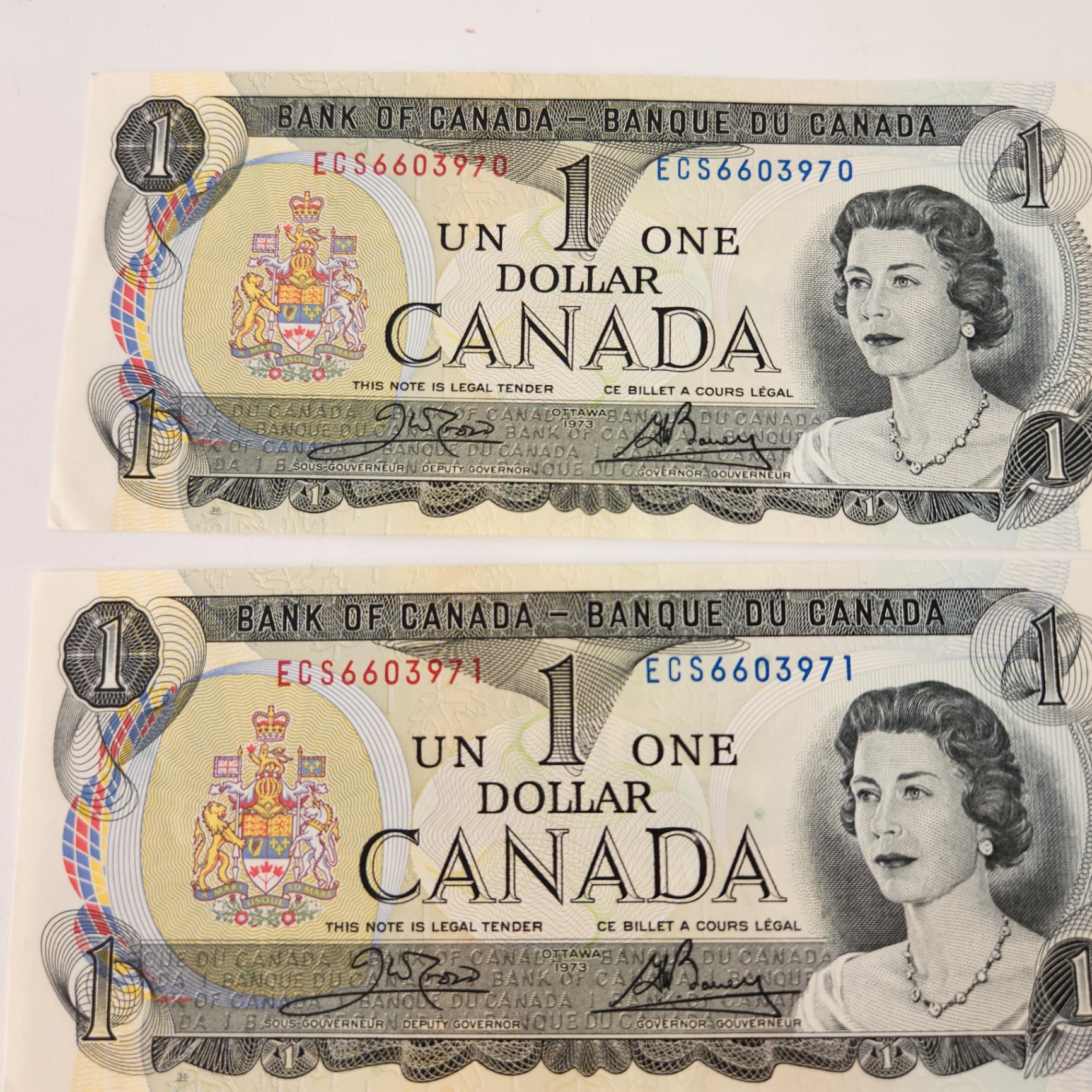 1973 Canadian $1 Notes Sequencial Pairs - image 4 of 7