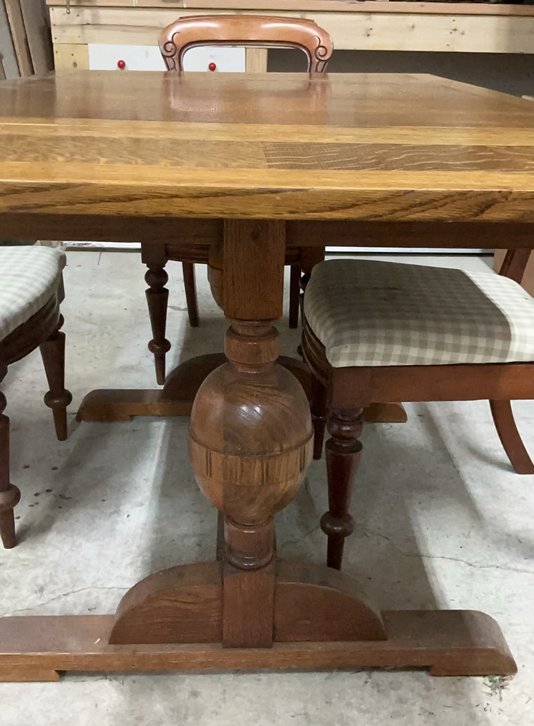 Antique Square Oak Table, with slide out leaves, Four Chairs - image 2 of 11