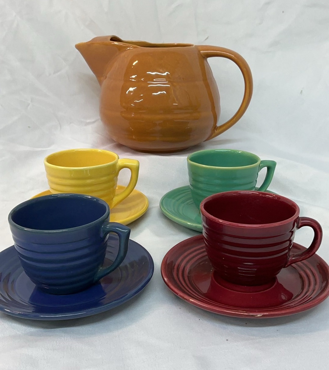 Bauer Ceramics cups, saucers and small pitcher - image 1 of 13
