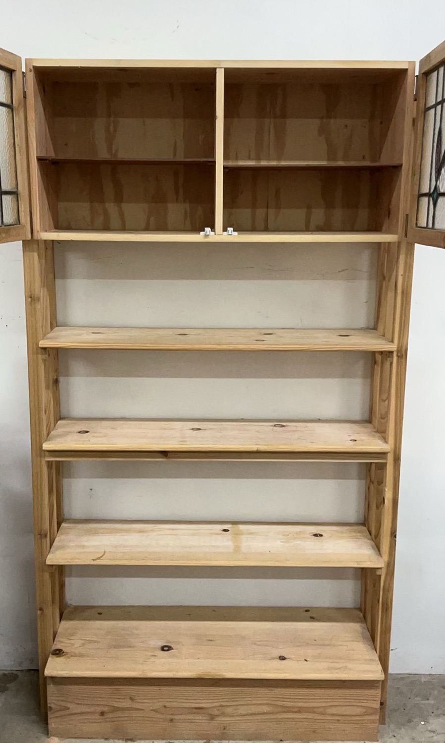 Handmade Pine Shelf With Stained Glass cabinet on top. - image 3 of 4