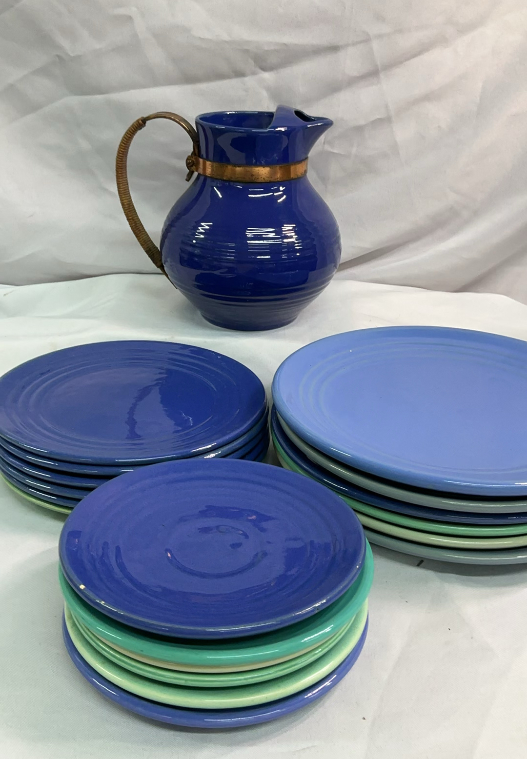 Bauer Blues Plates, and rare pitcher - image 1 of 13