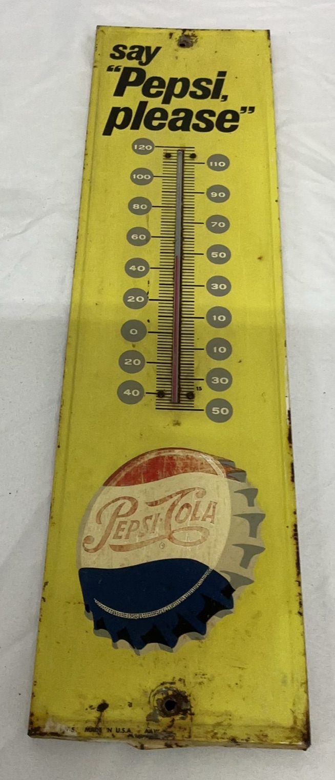 Vintage Metal Pepsi Thermometers And Bottle Carrier - image 2 of 10
