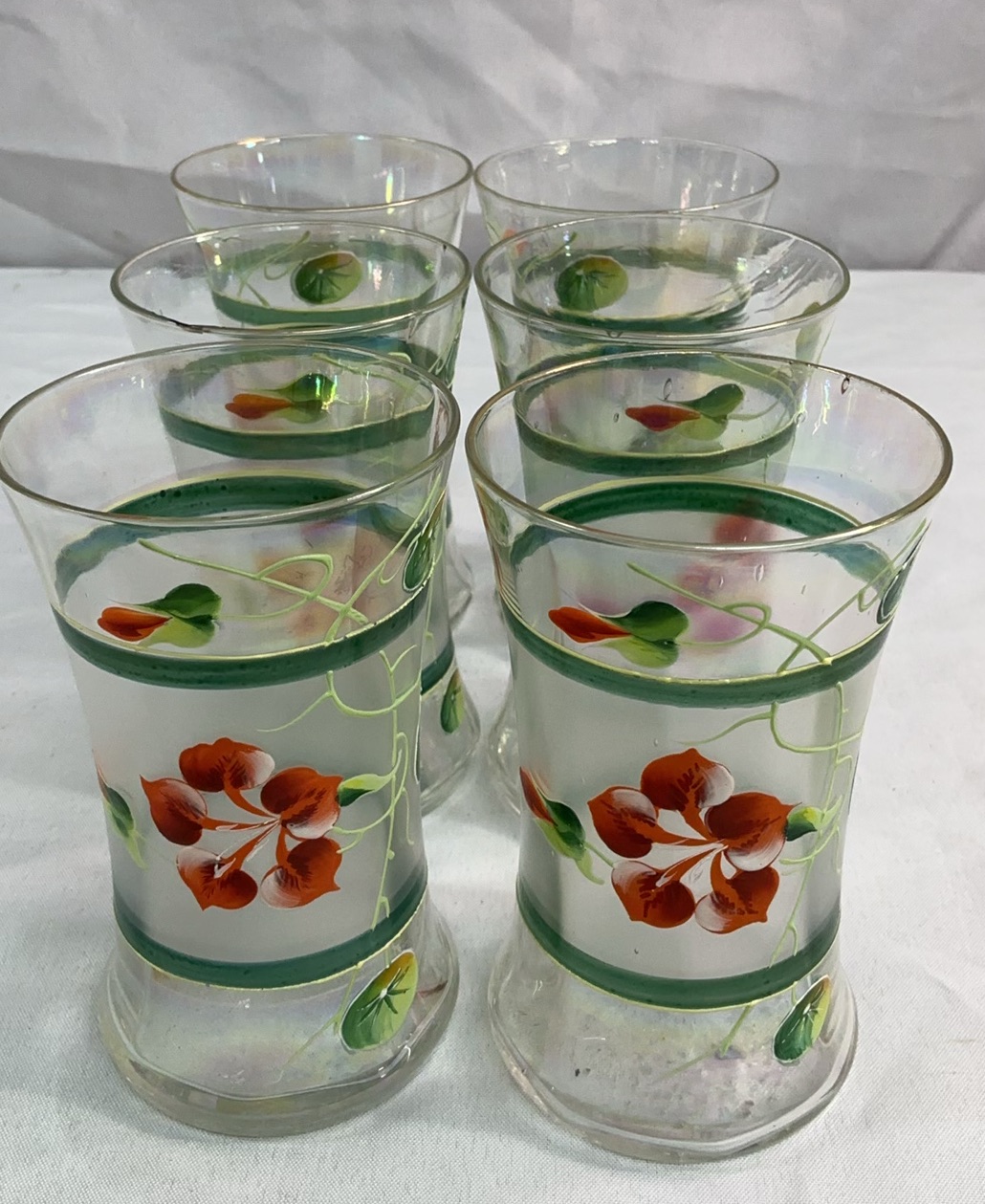 Set of six hand-painted floral glass Libby tumblers - image 4 of 4