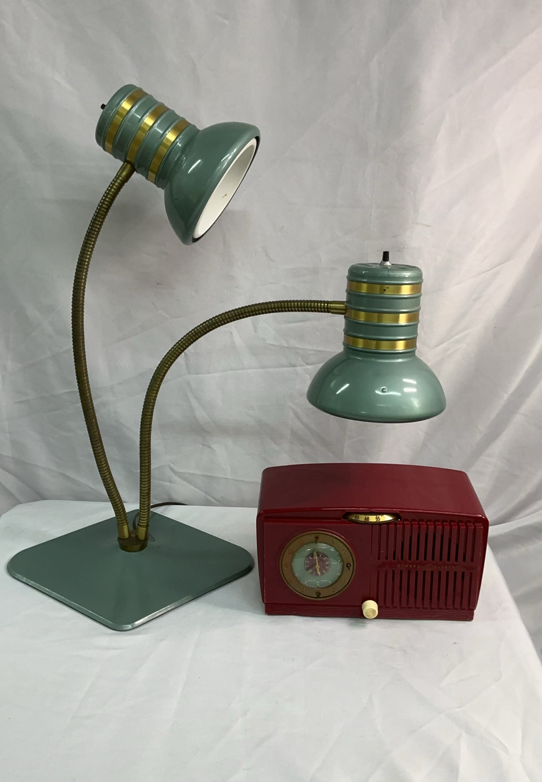 Vintage Industrial Dazor Gooseneck Lamp And GE Radio - image 1 of 10