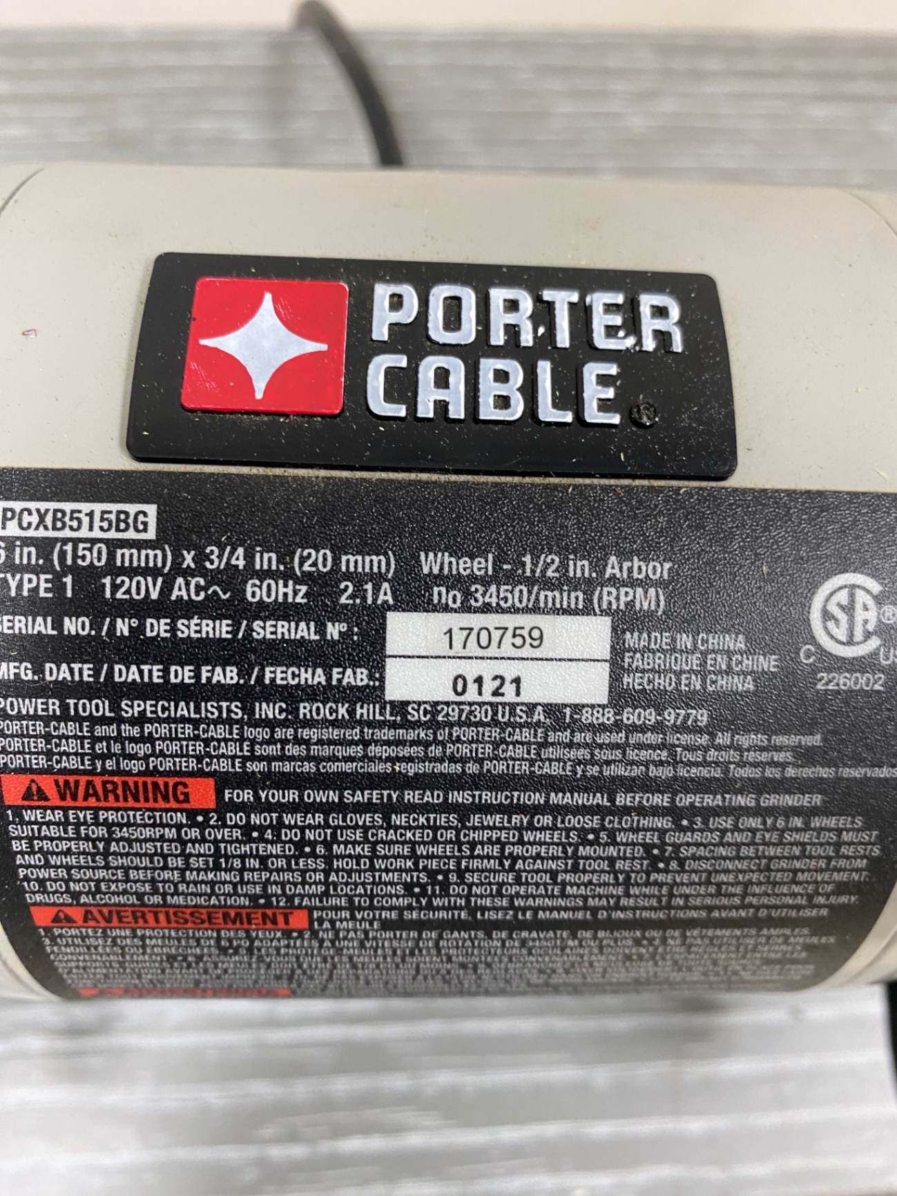 Porter-Cable Dual-Wheel Bench Grinder - image 5 of 5