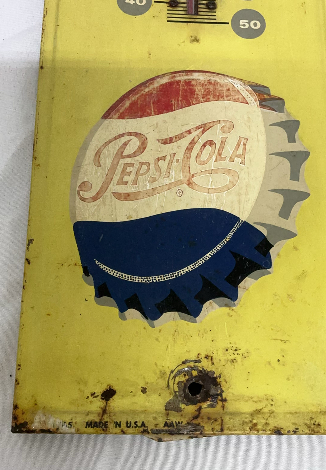 Vintage Metal Pepsi Thermometers And Bottle Carrier - image 3 of 10