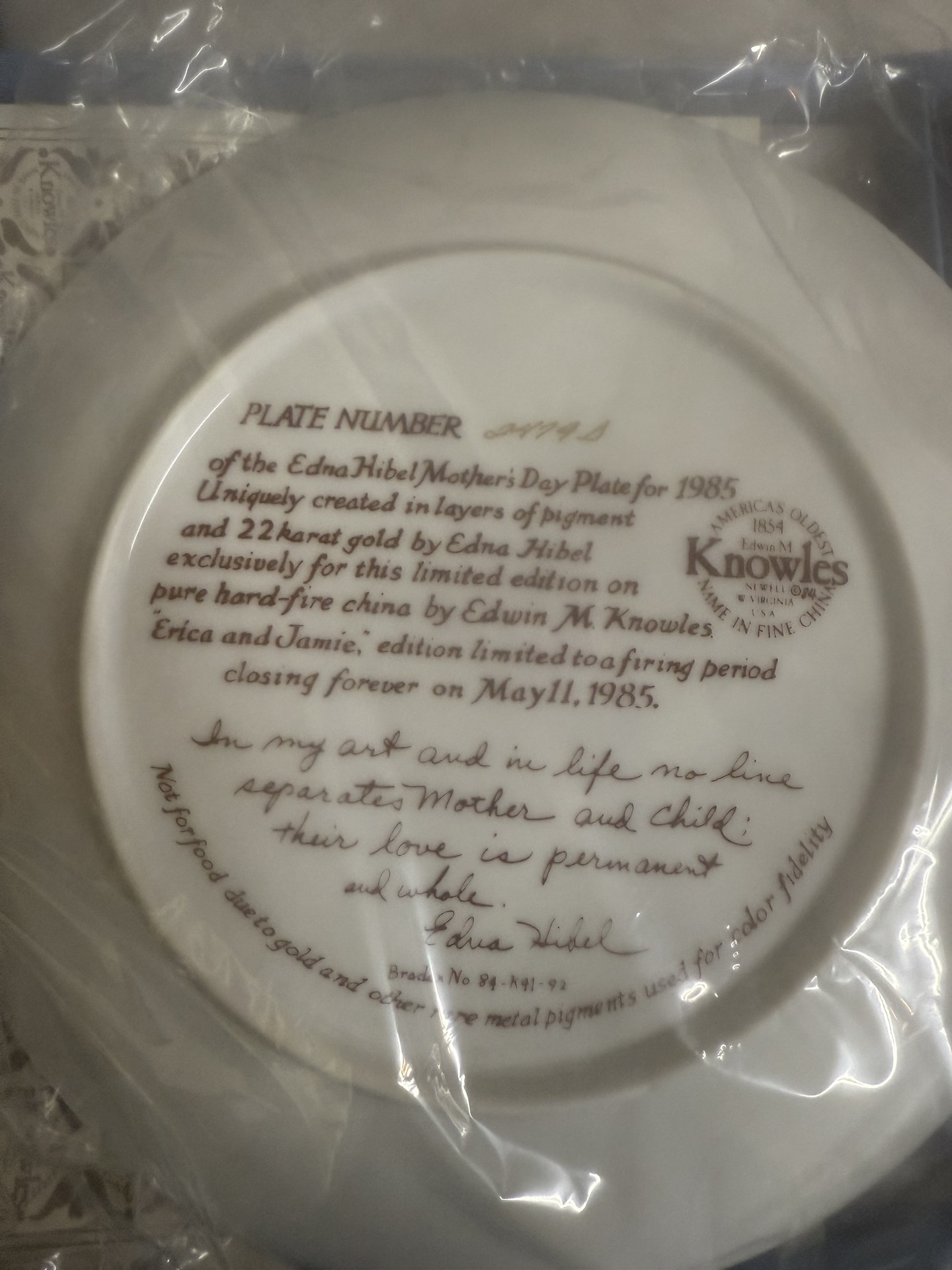 Edna Hibel Mother's Day Plates by Knowles China - image 6 of 22