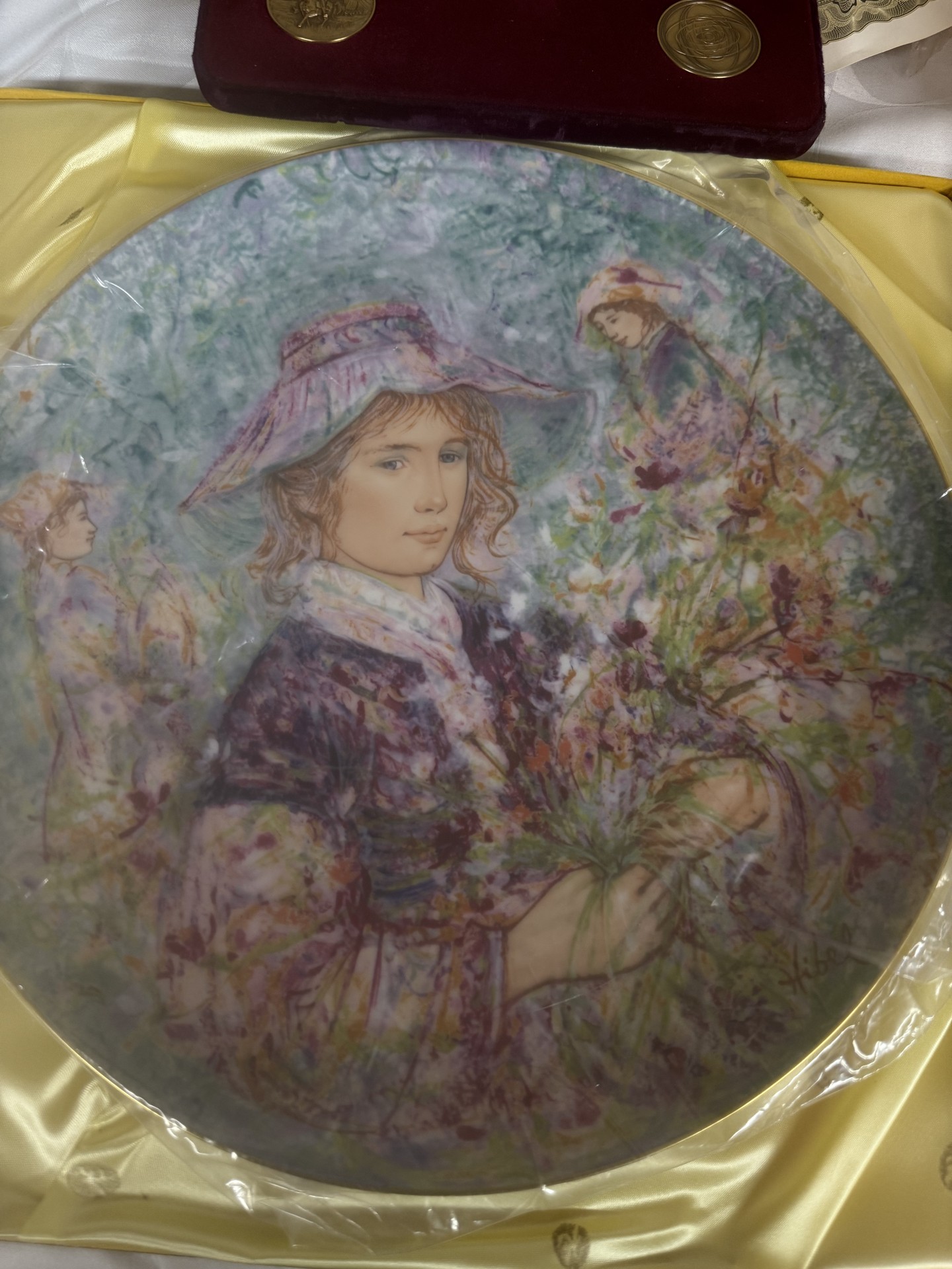 Edna Hibel Flower Girl of Provence Commemorative Plate with Coin Set - image 2 of 13