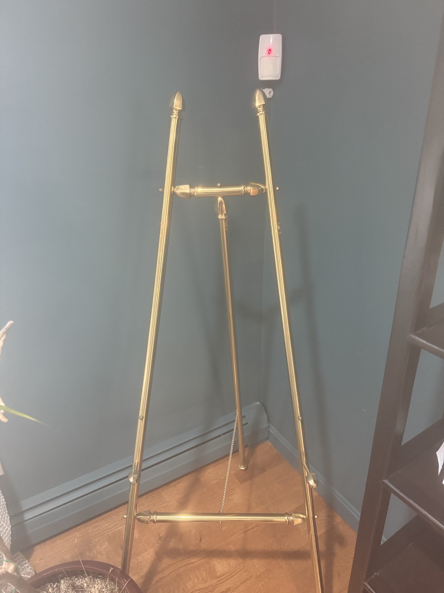 Gold brass tripod floor lamp frame - image 1 of 3