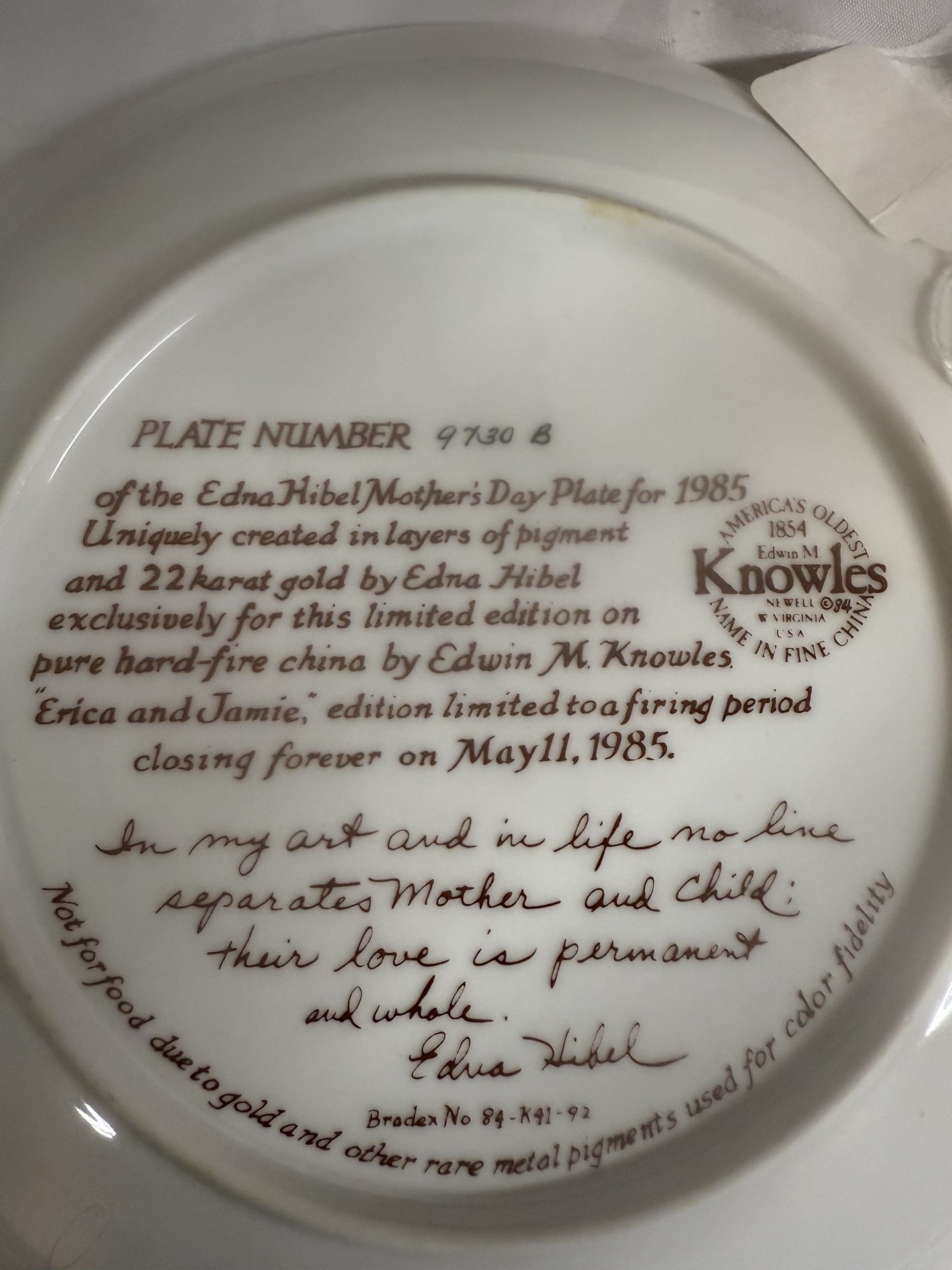 Edna Hibel Mother's Day Collector Plates – Four Plate Set - image 3 of 10
