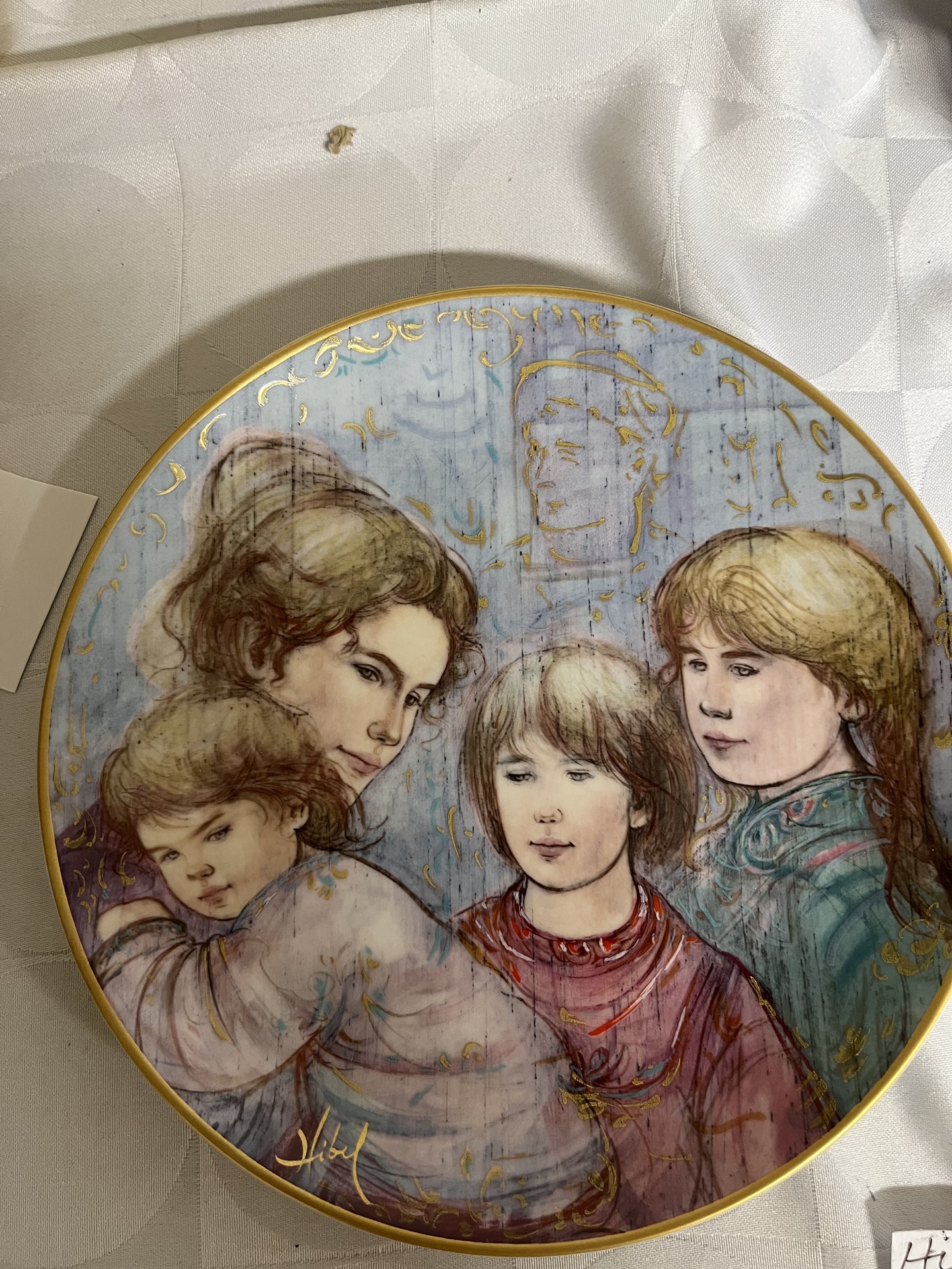 Leah's Family plate by Edna Hibel, The World I Love series - image 1 of 3