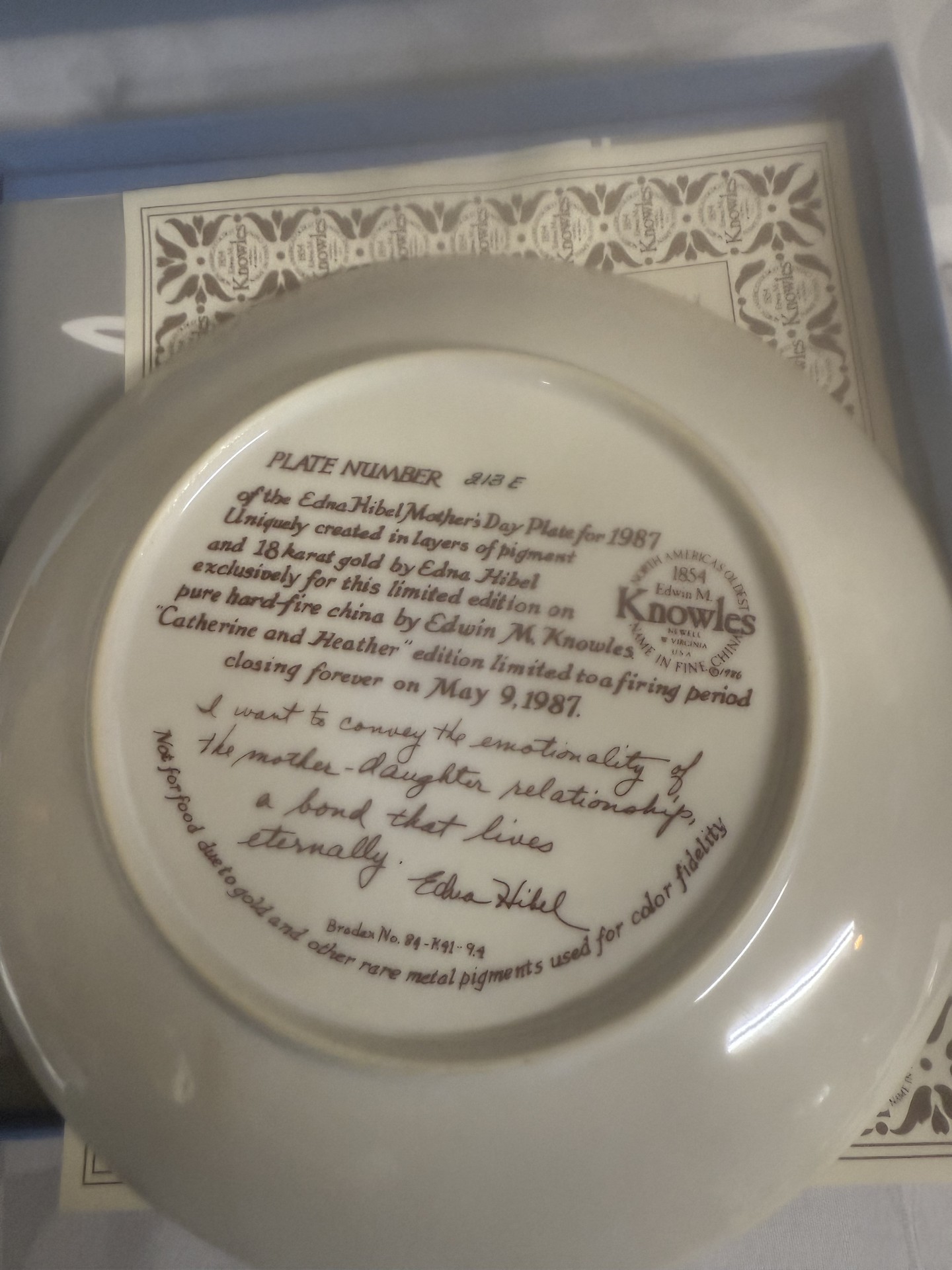 Edna Hibel Mother's Day Plates by Knowles China - image 12 of 22