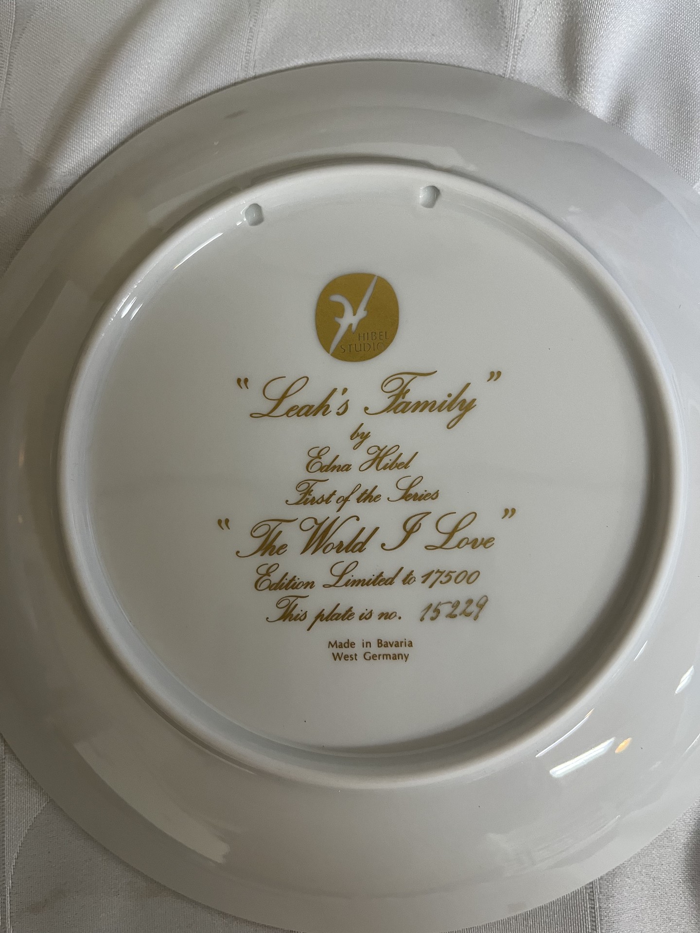 Leah's Family plate by Edna Hibel, The World I Love series - image 2 of 3